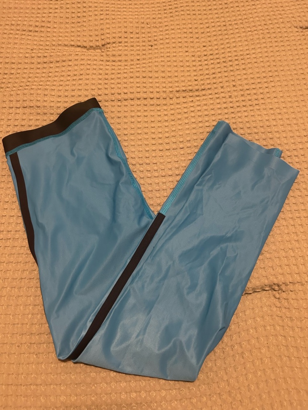 Light Blue Athletic Under Leggings with Black Trim